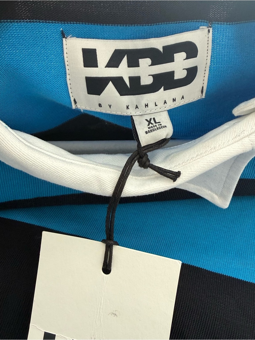 NWT KBB by KAHLANA The Asymmetric Striped Rugby T-Shirt XL Blue Limited Edition - Picture 4 of 11